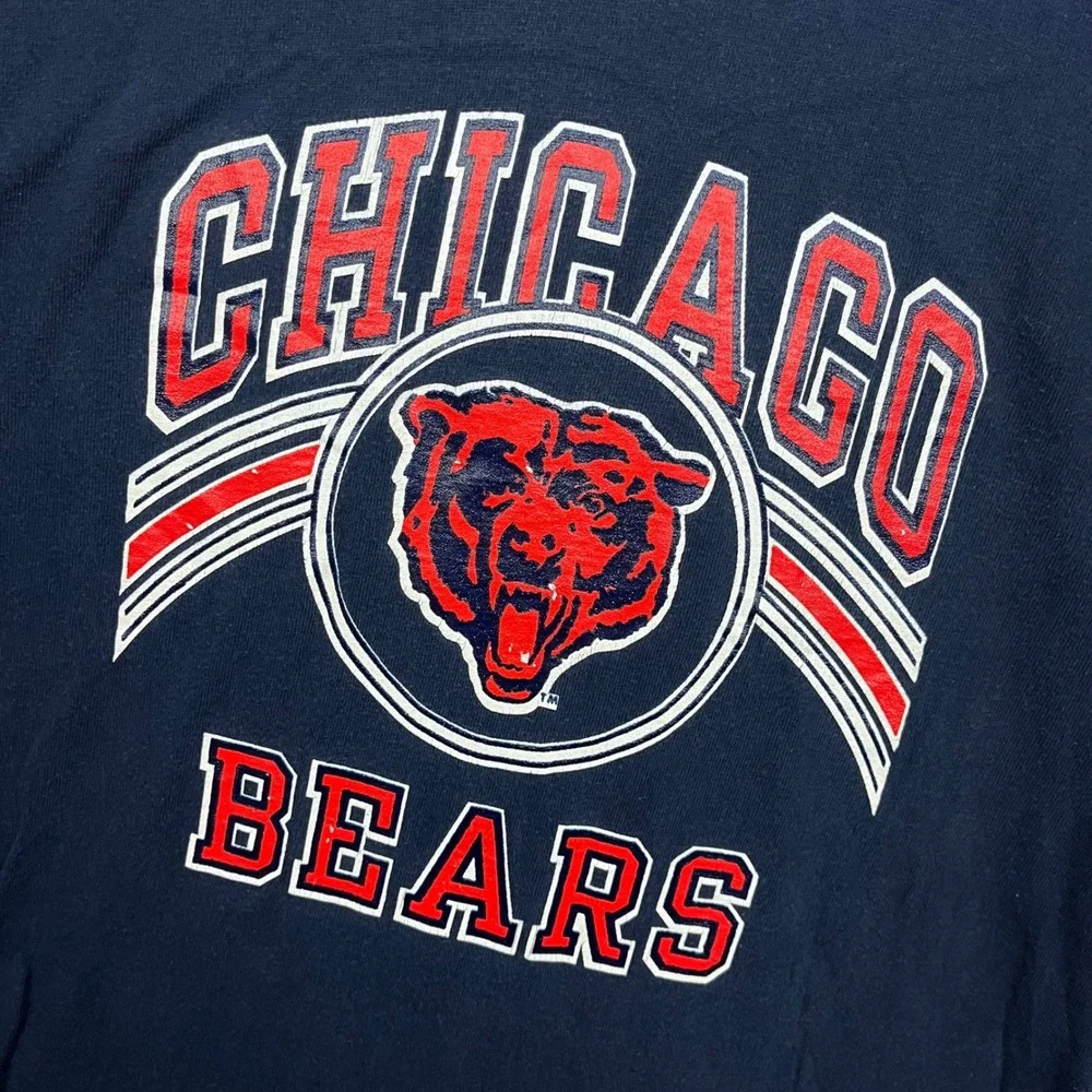 Vintage‎ 80s Champion Chicago Bears T Shirt Navy Blue Mens XL NFL Football Tee - Picture 2 of 8